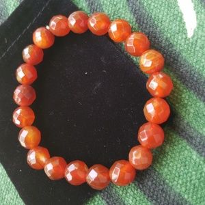 Carnelian Crystal Healing Beaded Bracelet w/Pouch